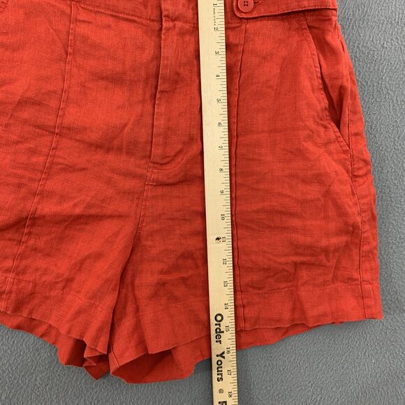 Madewell Shorts Womens 6 Red 100% Linen Button Tab Waist Zip Fly Back Welt - Picture 10 of 14